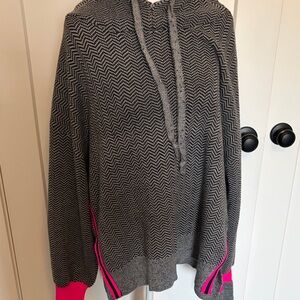 Fate + Fortune Womens Gray Pink White Pull Over Hoodie Sweater Size XL